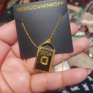 Rebecca Minkoff Gold pendant D initial necklace NEW